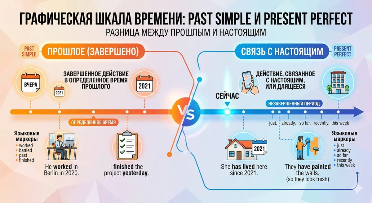 Present Perfect vs Past Simple: простое объяснение с примерами